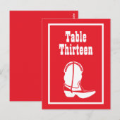 Cowboy Boot-Tischnummern (rot / weiß) Postkarte (Vorne/Hinten)
