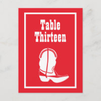 Cowboy Boot-Tischnummern (rot / weiß)