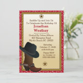 Cowboy Boot und Hat Geburtstag Einladung (Stehend Vorderseite)
