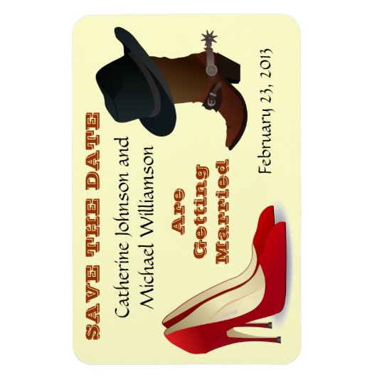 Cowboy Boot und High Heels Hochzeit Save the Date  Magnet (Vertikal)