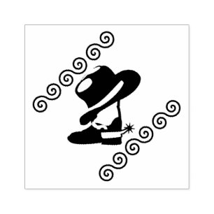 Cowboy Boot und Hut aus Holzeinlage Gummistempel