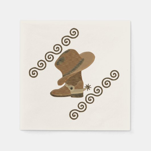 Cowboy Boot und Hut aus Holzeinlage Serviette (Vorderseite)