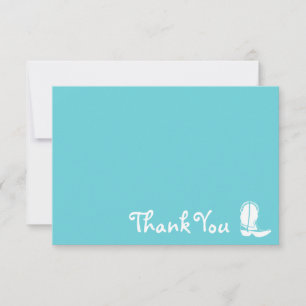 Cowboy Boot Vielen Dank Note Cards (Aquamarin) Einladung