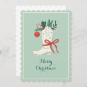 Cowboy Boot Weihnachtsfeiertage Grußkarte Feiertagskarte (Vorne/Hinten)