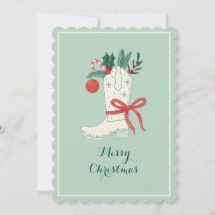 Cowboy Boot Weihnachtsfeiertage Grußkarte Feiertagskarte