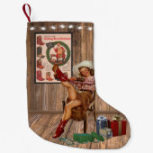 Cowboy Boot Weihnachtsmädchen auf Red Boots Kleiner Weihnachtsstrumpf (Vorderseite)