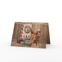 Cowboy Boot Weihnachtsmädchen Stiefel anlegen