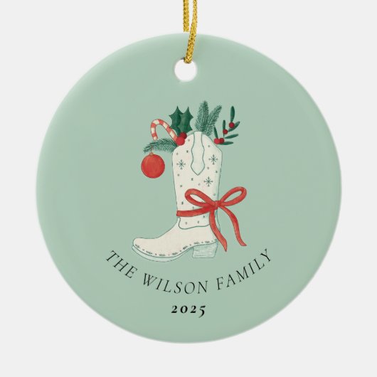 Cowboy Boot Weihnachtsschmuck Personalisiert (Vorne)