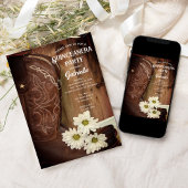 Cowboy Boot White Daisy Western Quinceanera Party Einladung