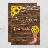 Cowboy Bootie Brown Wood Baby Dusche Einladung (Vorne/Hinten)