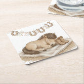Cowboy Boots and Foal Baby Shower Rechteckiger Pappuntersetzer (angewinkelt)