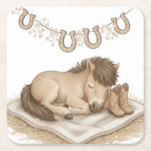 Cowboy Boots and Foal Baby Shower Rechteckiger Pappuntersetzer (Vorderseite)