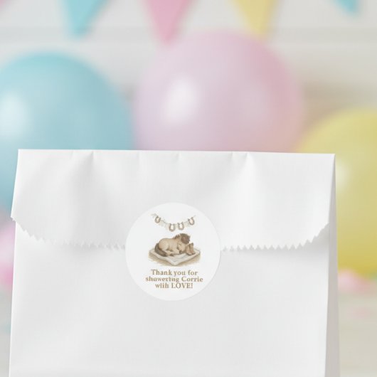 Cowboy Boots and Foal Baby Shower Runder Aufkleber