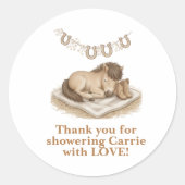 Cowboy Boots and Foal Baby Shower Runder Aufkleber (Vorderseite)