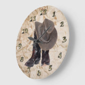 Cowboy Boots and Hat Große Wanduhr (Winkel)