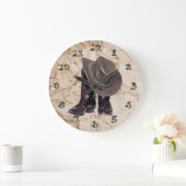 Cowboy Boots and Hat Große Wanduhr (Zuhause)