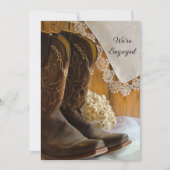 Cowboy Boots and Lace Western Engagement Party Einladung (Vorderseite)