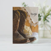 Cowboy Boots and Lace Western Wedding RSVP Card (Stehend Vorderseite)
