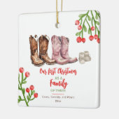Cowboy Boots Baby's First Christmas Keramikornament (Links)