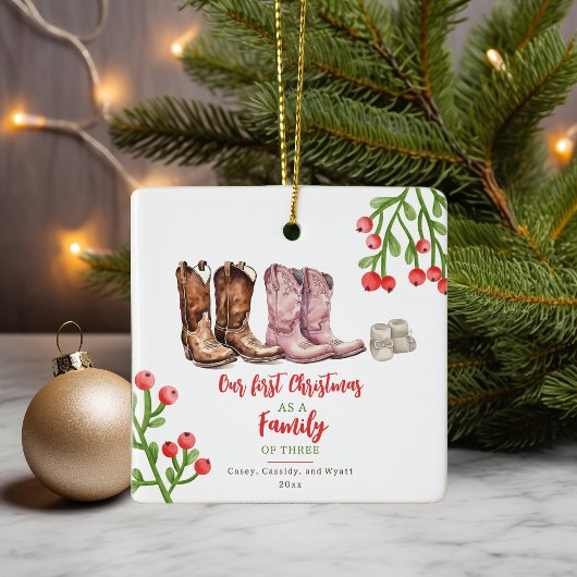 Cowboy Boots Baby's First Christmas Keramikornament