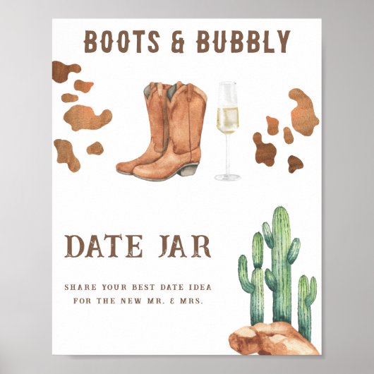 Cowboy Boots Bubbly Brautparty Date Night-Ideen Poster (Vorne)