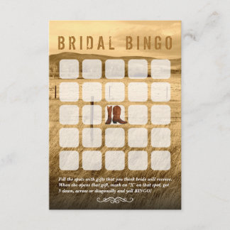 Cowboy Boots Country Brautparty Bingo Karten