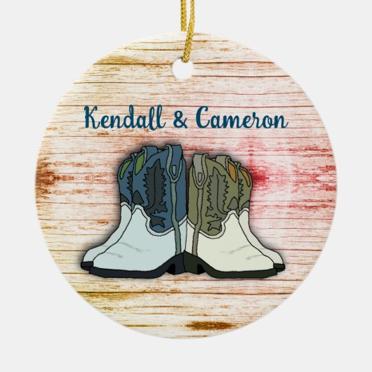 Cowboy Boots Country Homestead etabliert Keramik Ornament (Vorne)