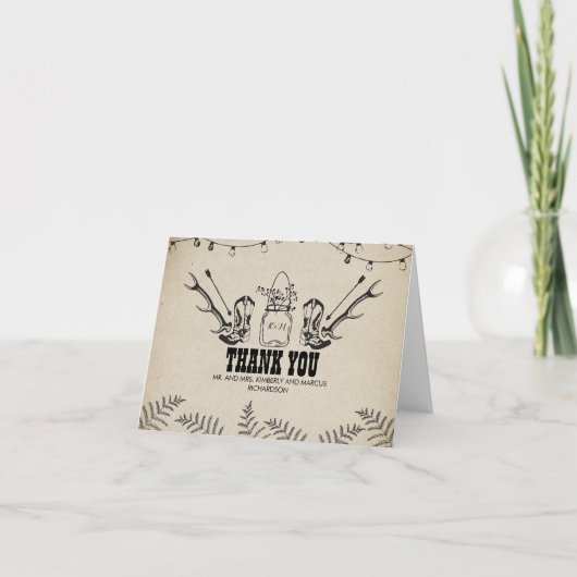 Cowboy Boots Country Rustic Wedding Danke (Vorderseite)