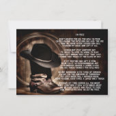 Cowboy Boots Cowboy-Hat-Beerdigungsdienst Einladung (Rückseite)