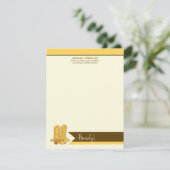 Cowboy Boots Custom Flat Mitteilungskarten (gelb) (Stehend Vorderseite)