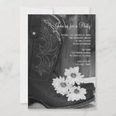 Cowboy Boots Daisies Country Western Barn Party Einladung (Vorderseite)