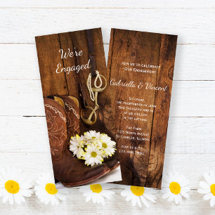 Cowboy Boots Daisies Horse Bit Engagement Party Einladung