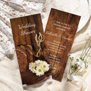 Cowboy Boots Daisies Horse Bit Polterabend Einladung