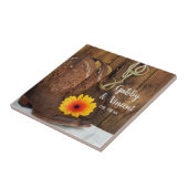 Cowboy Boots, Daisy und Horse Bit Western Hochzeit Fliese (Seite)