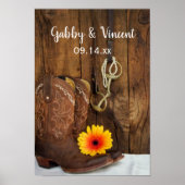 Cowboy Boots, Daisy und Horse Bit Western Hochzeit Poster (Vorne)