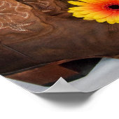 Cowboy Boots, Daisy und Horse Bit Western Hochzeit Poster (Ecke)