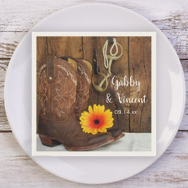 Cowboy Boots, Daisy und Horse Bit Western Hochzeit Serviette