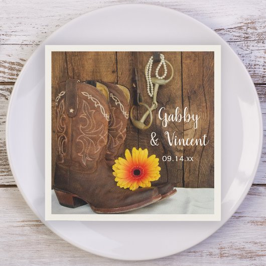 Cowboy Boots, Daisy und Horse Bit Western Hochzeit Serviette