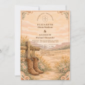 Cowboy Boots Desert Wedding Einladung (Vorderseite)