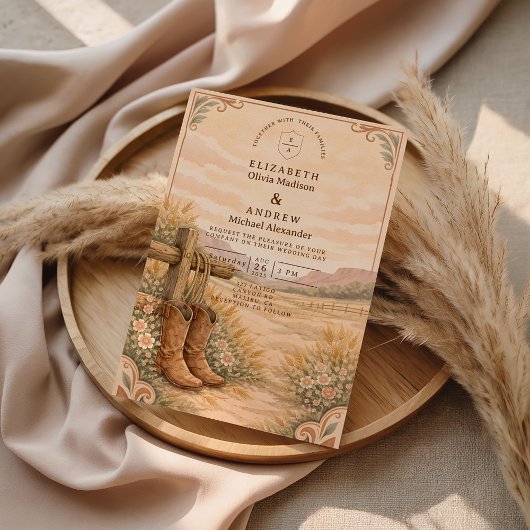 Cowboy Boots Desert Wedding Einladung