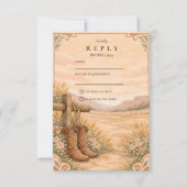 Cowboy Boots Desert Wedding RSVP Karte (Vorderseite)