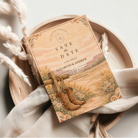 Cowboy Boots Desert Wedding Save The Date