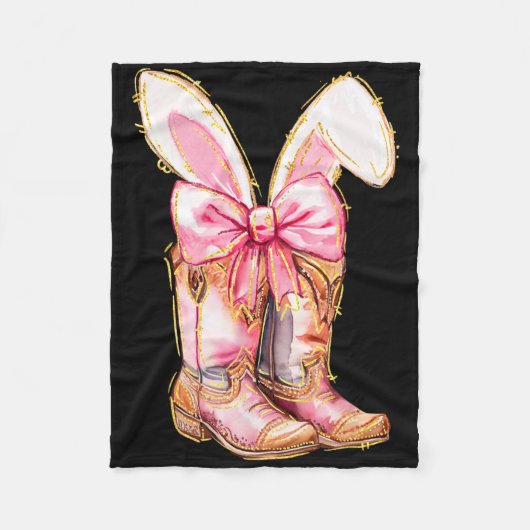 Cowboy Boots Easter Bunny Howdy Coquette Fleecedecke (Vorderseite)