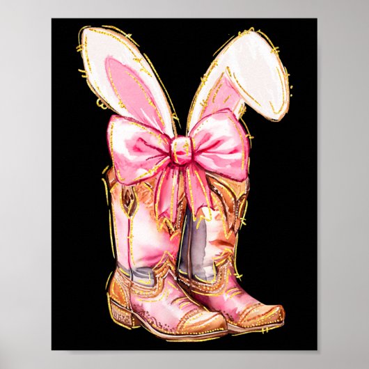 Cowboy Boots Easter Bunny Howdy Coquette Poster (Vorne)