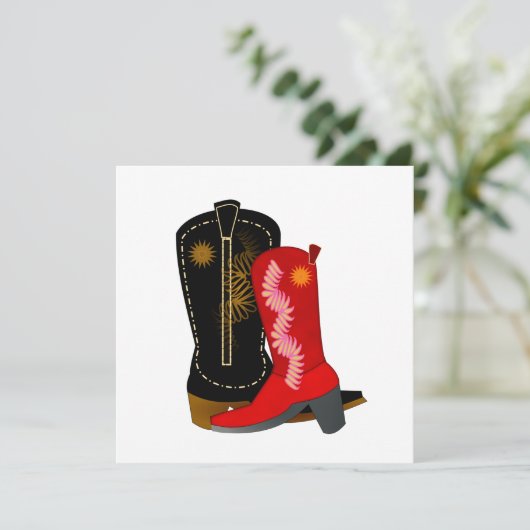 Cowboy Boots Einladung (Stehend Vorderseite)