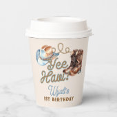 Cowboy Boots First Rodeo Birthday Pappbecher (Rückseite)