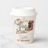 Cowboy Boots First Rodeo Birthday Pappbecher (Vorderseite)