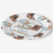 Cowboy Boots First Rodeo Birthday Pappteller (Schrägansicht)