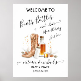 Cowboy Boots Flaschen Babydusche Begrüßungszeichen Poster
