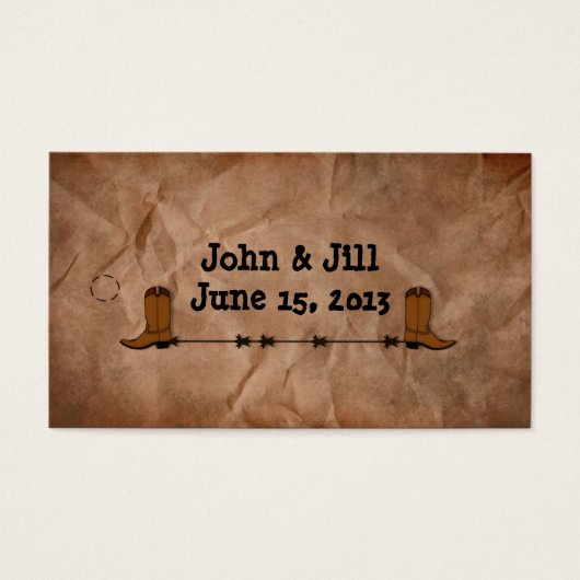 Cowboy Boots Gastgeschenk Hochzeit Hang Tag (Vorderseite)